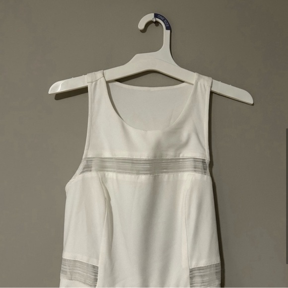 LuLu’s Coveted Curated Collected White Stripe Mini Dress with Mesh Detailing - Picture 4 of 8